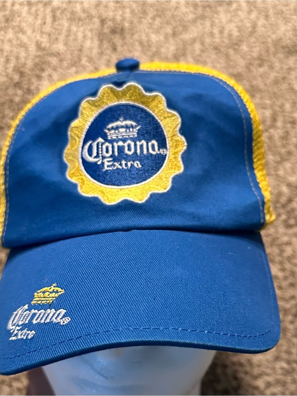 Corona Blue and Yellow Embroidered Trucker Hat